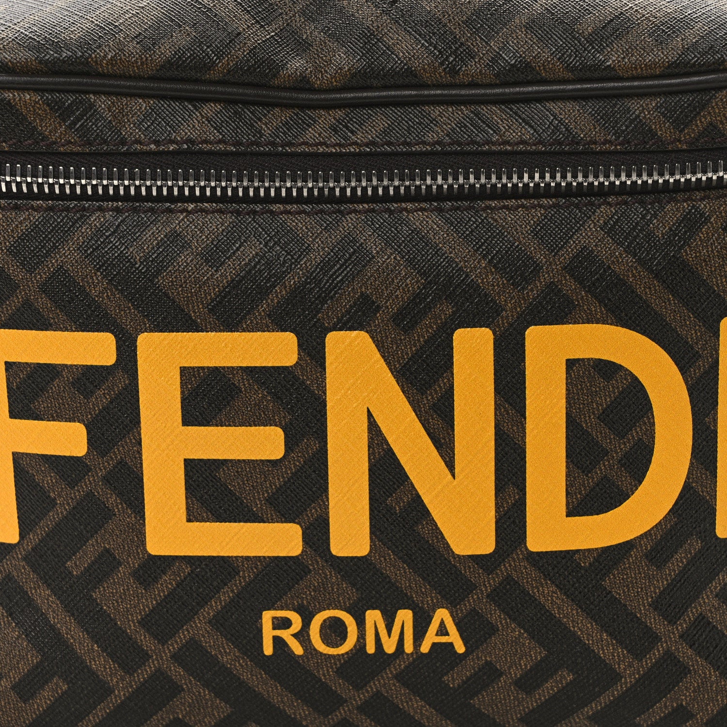 Fendi Shiny Glazed Fabric Vitello Cover FF 1974 Logo Belt Bag Tobacco Moro Giallo Ebano 8 of 11