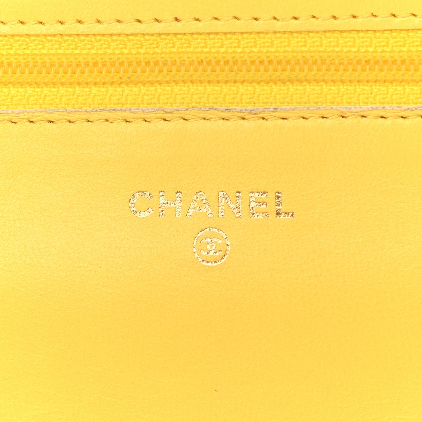 Lambskin Quilted Wallet on Chain WOC Yellow