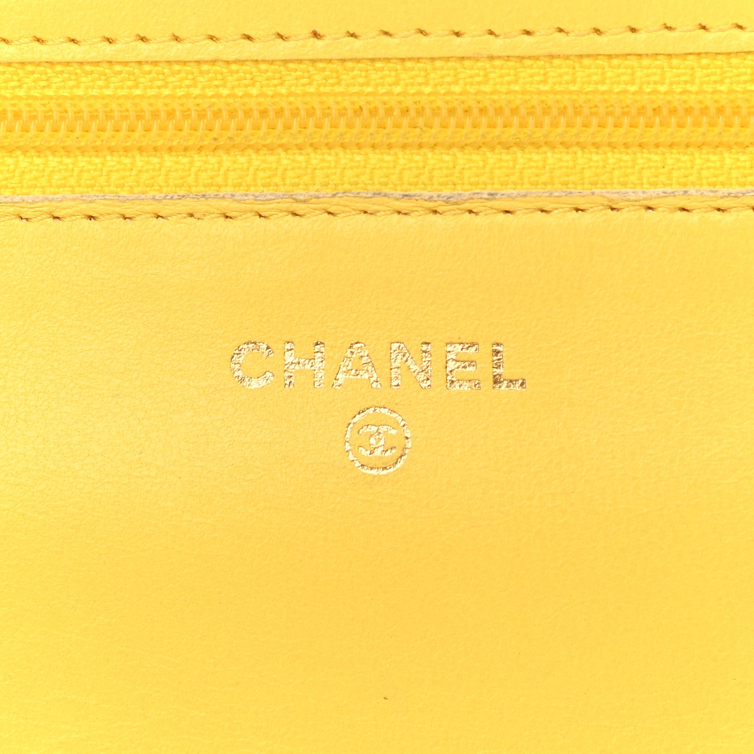 Chanel Lambskin Quilted Wallet on Chain WOC Yellow 5 of 9