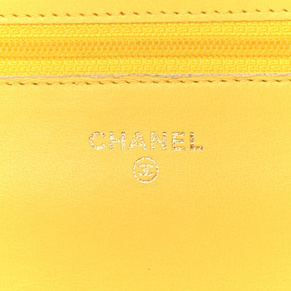 Chanel Lambskin Quilted Wallet on Chain WOC Yellow 5 of 9