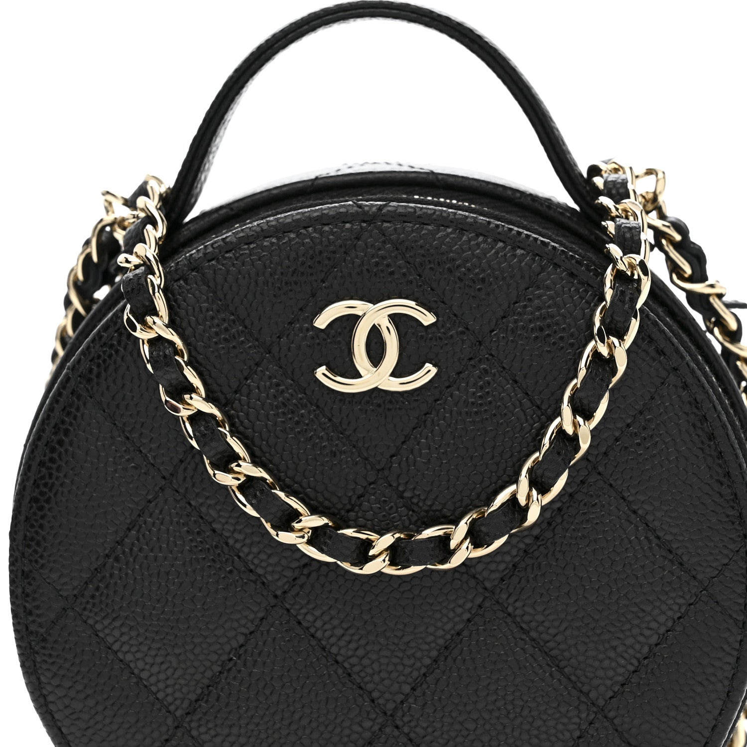 Chanel Caviar Quilted Round Handle With Care Vanity With Chain Black 9 of 12