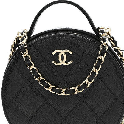 Chanel Caviar Quilted Round Handle With Care Vanity With Chain Black 9 of 12