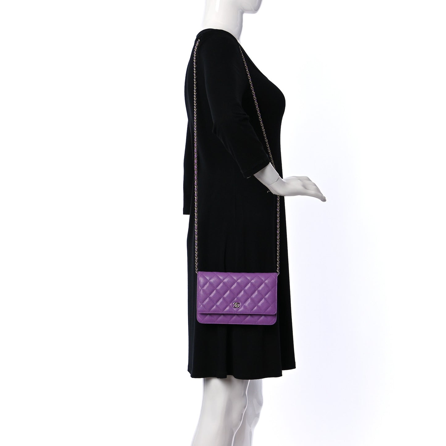 Caviar Quilted Wallet On Chain WOC Purple