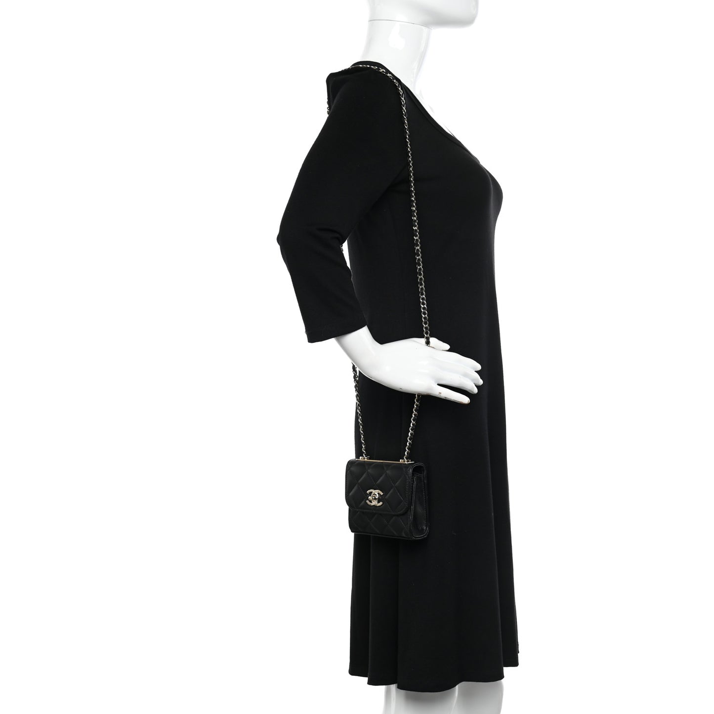 Lambskin Quilted Mini Trendy CC Chain Wallet Black