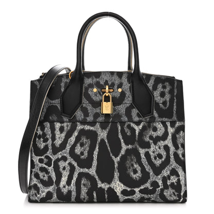Louis Vuitton Canvas Calfskin Wild Animal Print City Steamer MM Black 1 of 13