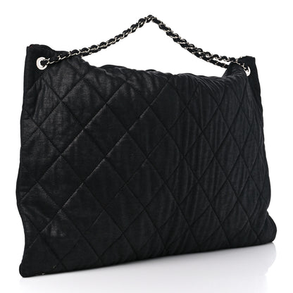 Chanel Jersey Quilted LA Cabas Bag Black Red 3 of 12