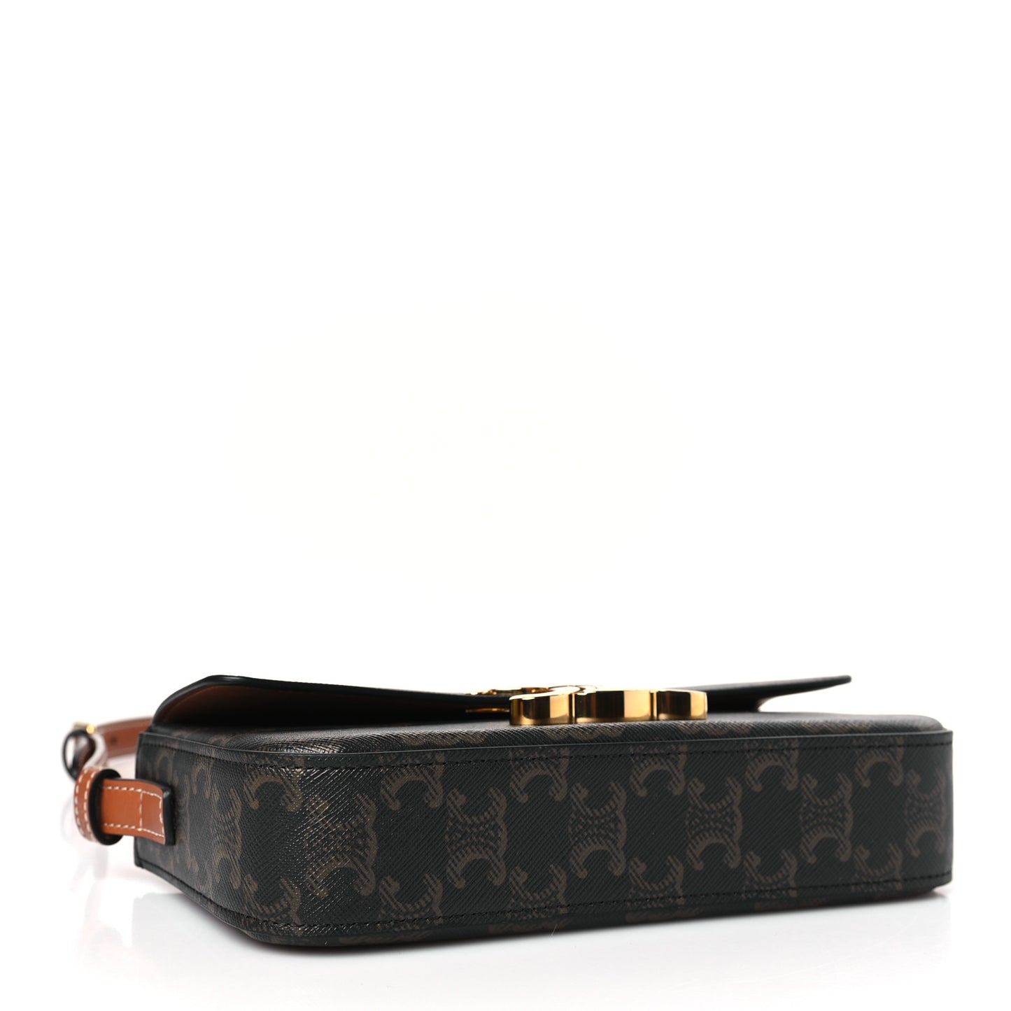 Canvas Calfskin Triomphe Shoulder Bag Tan