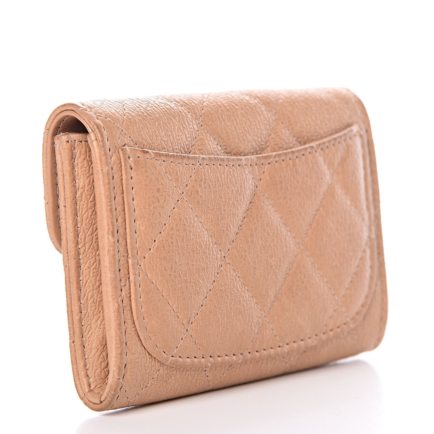 Chanel Letter Calfskin Embossed Quilted Card Holder Beige 4 of 16