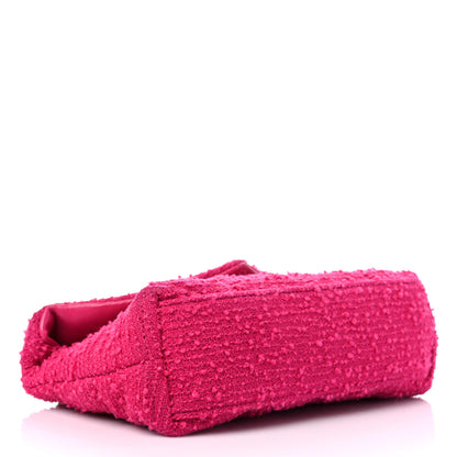 Saint Laurent Boucle Tweed Quilted Toy Loulou Puffer Monogram Chain Satchel Magenta 4 of 10