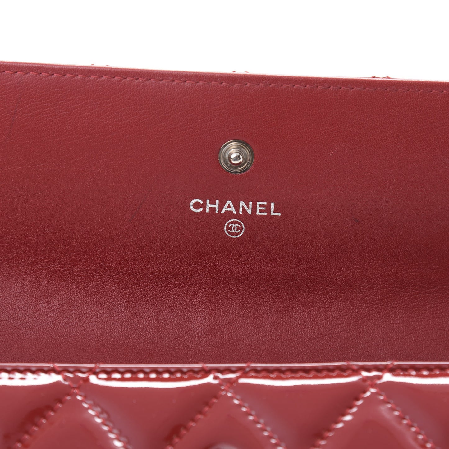 Patent Quilted Large Flap Wallet Rouge Fonce