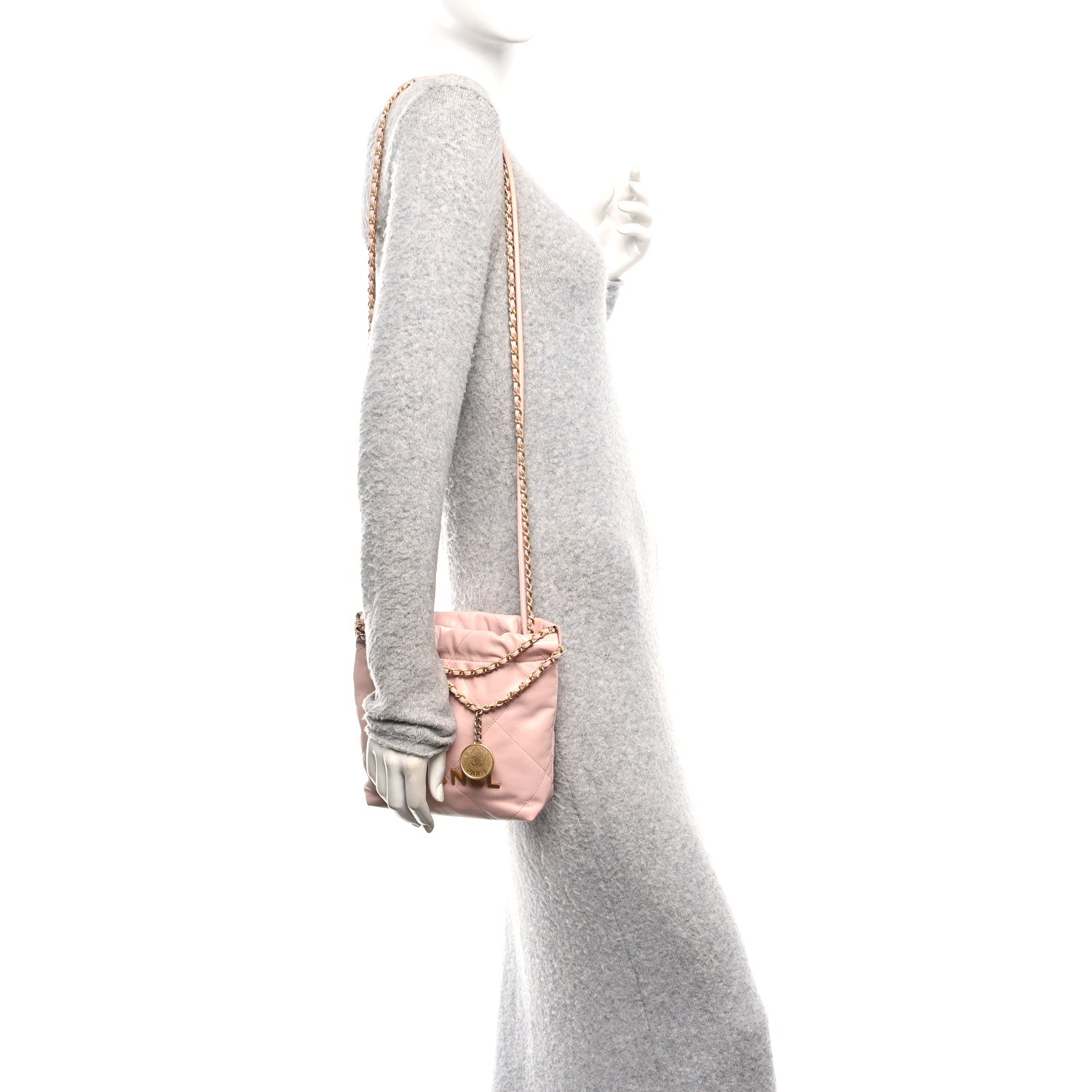 Chanel Shiny Calfskin Quilted Mini Chanel 22 Light Pink 1837751