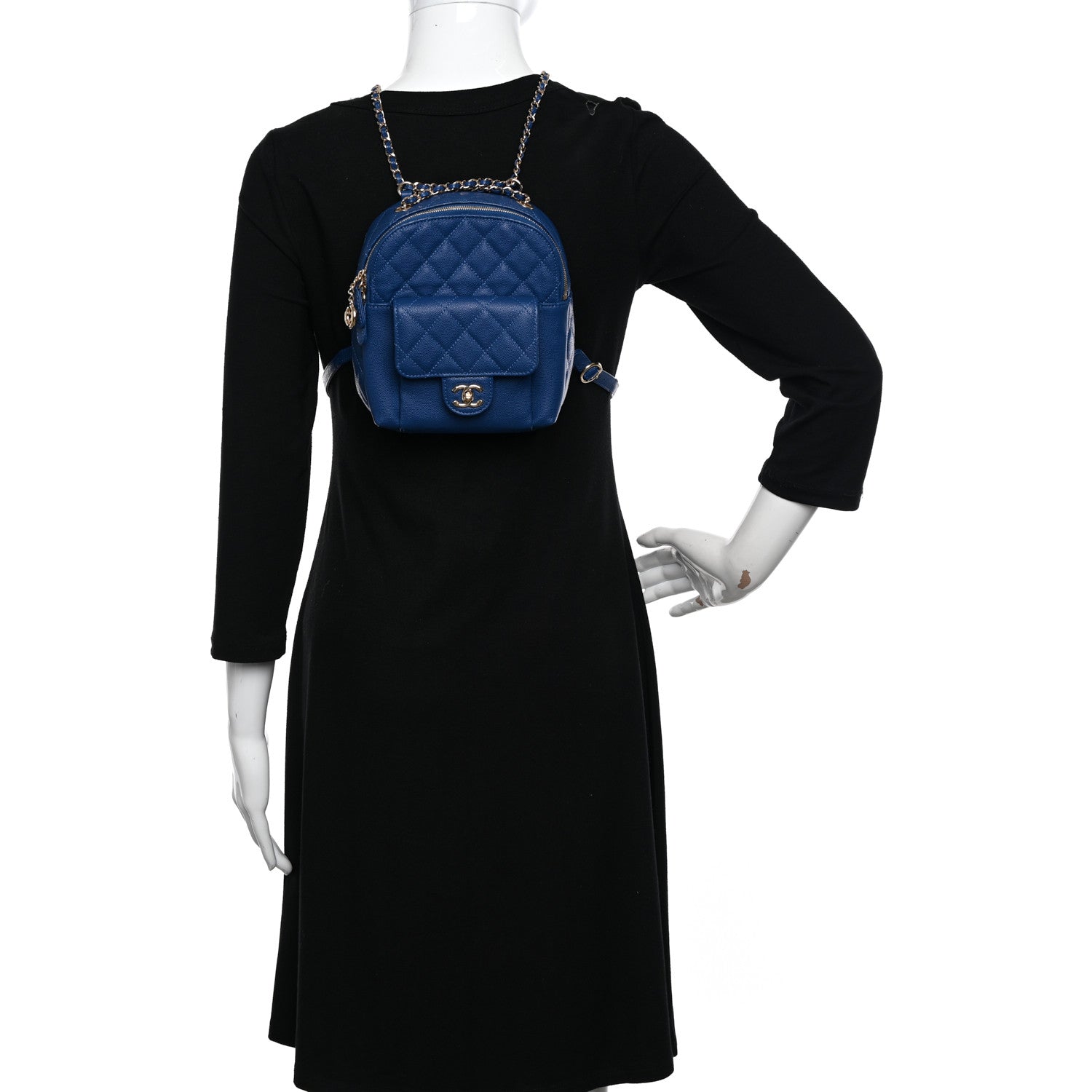 Chanel Caviar Quilted Small CC Day Backpack Blue 2 of 10