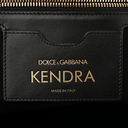 Dolce & Gabbana Vitello Raffia Woven Kendra Tote Natural Black 6 of 9