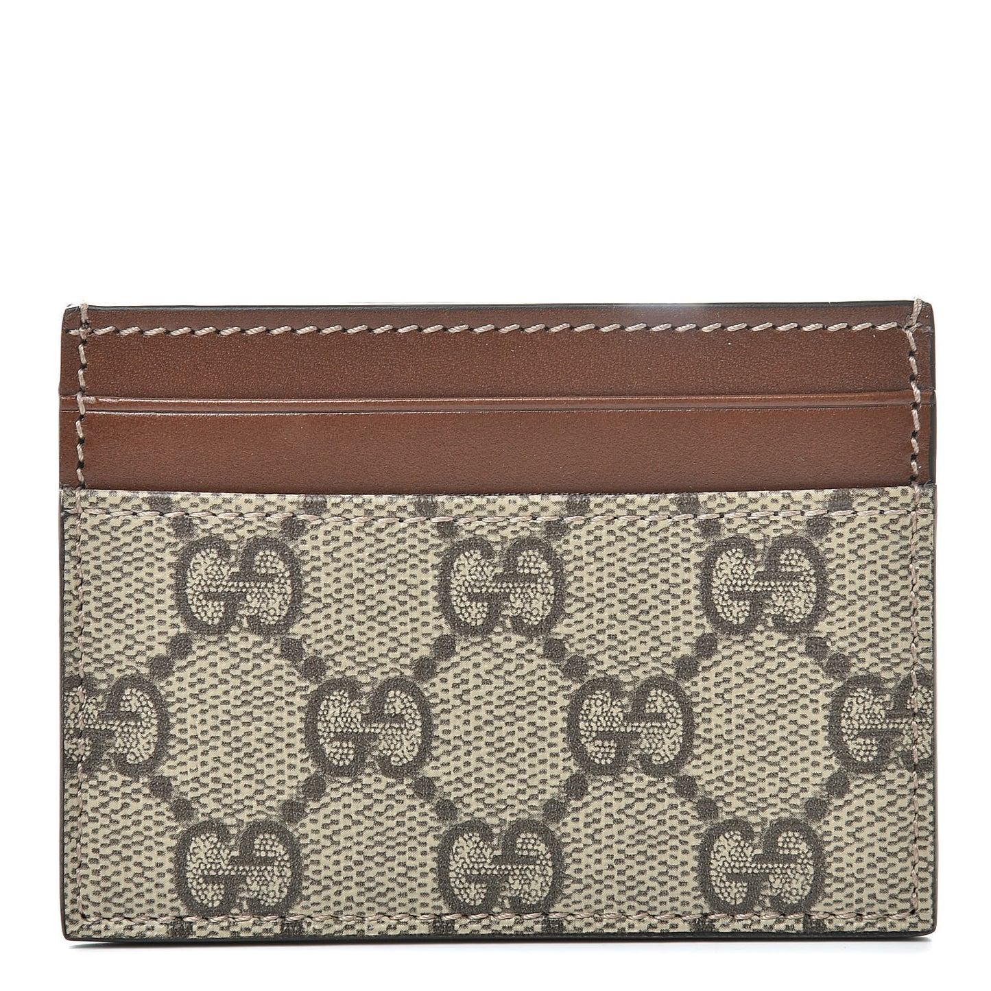 GG Supreme Monogram Calfskin Card Holder Beige Ebony Cuir