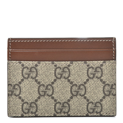 Gucci GG Supreme Monogram Calfskin Card Holder Beige Ebony Cuir 1 of 7