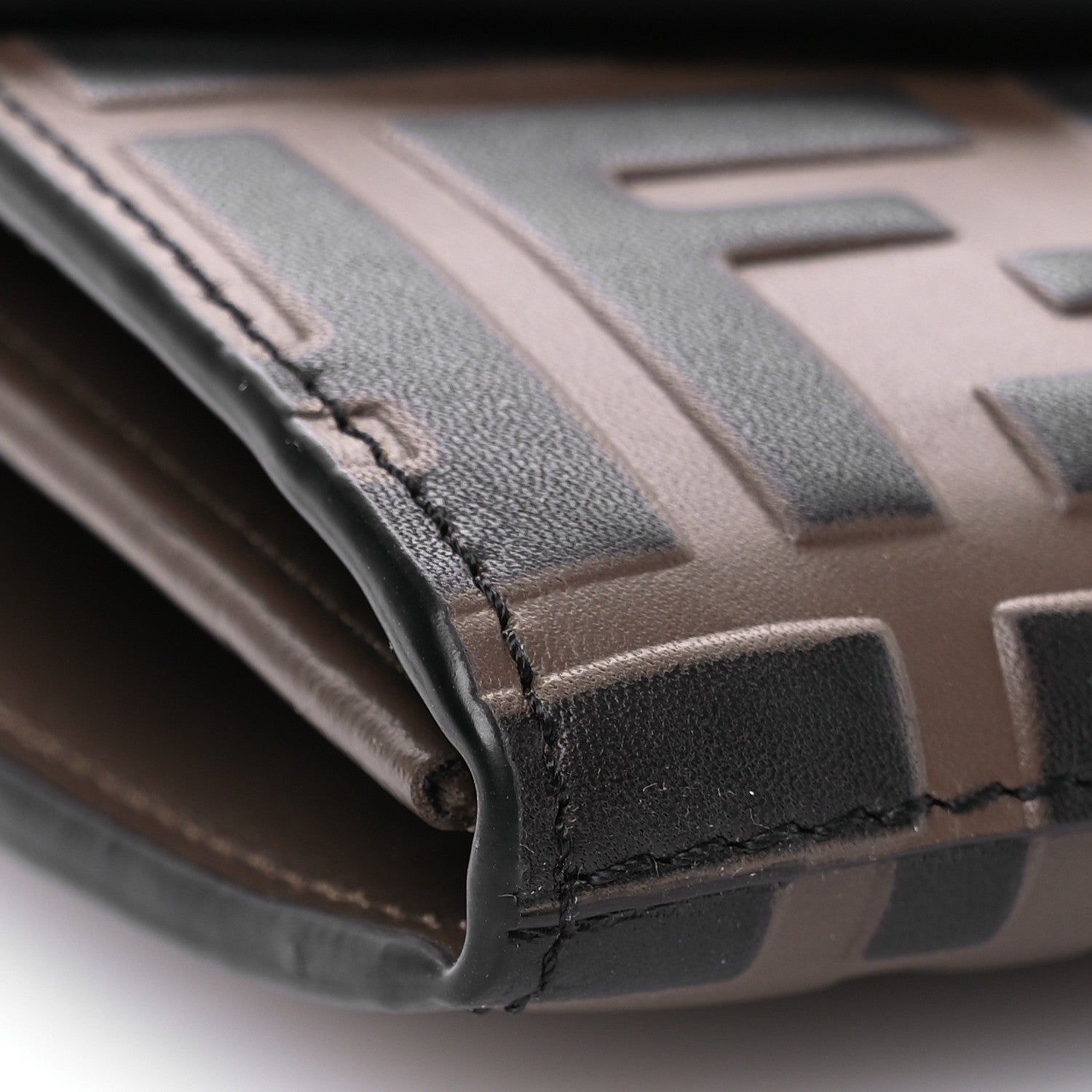 Fendi Vitello Soft F is Fendi Bi-Color FF 1974 Embossed Continental Envelope Wallet On Chain Maya Black 8 of 9