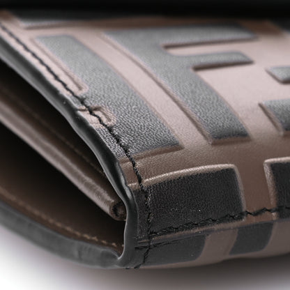 Fendi Vitello Soft F is Fendi Bi-Color FF 1974 Embossed Continental Envelope Wallet On Chain Maya Black 8 of 9