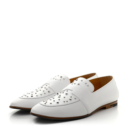 Hermes Calfskin Studded Womens Ancora Moccasin Loafers 40 White 3 of 8