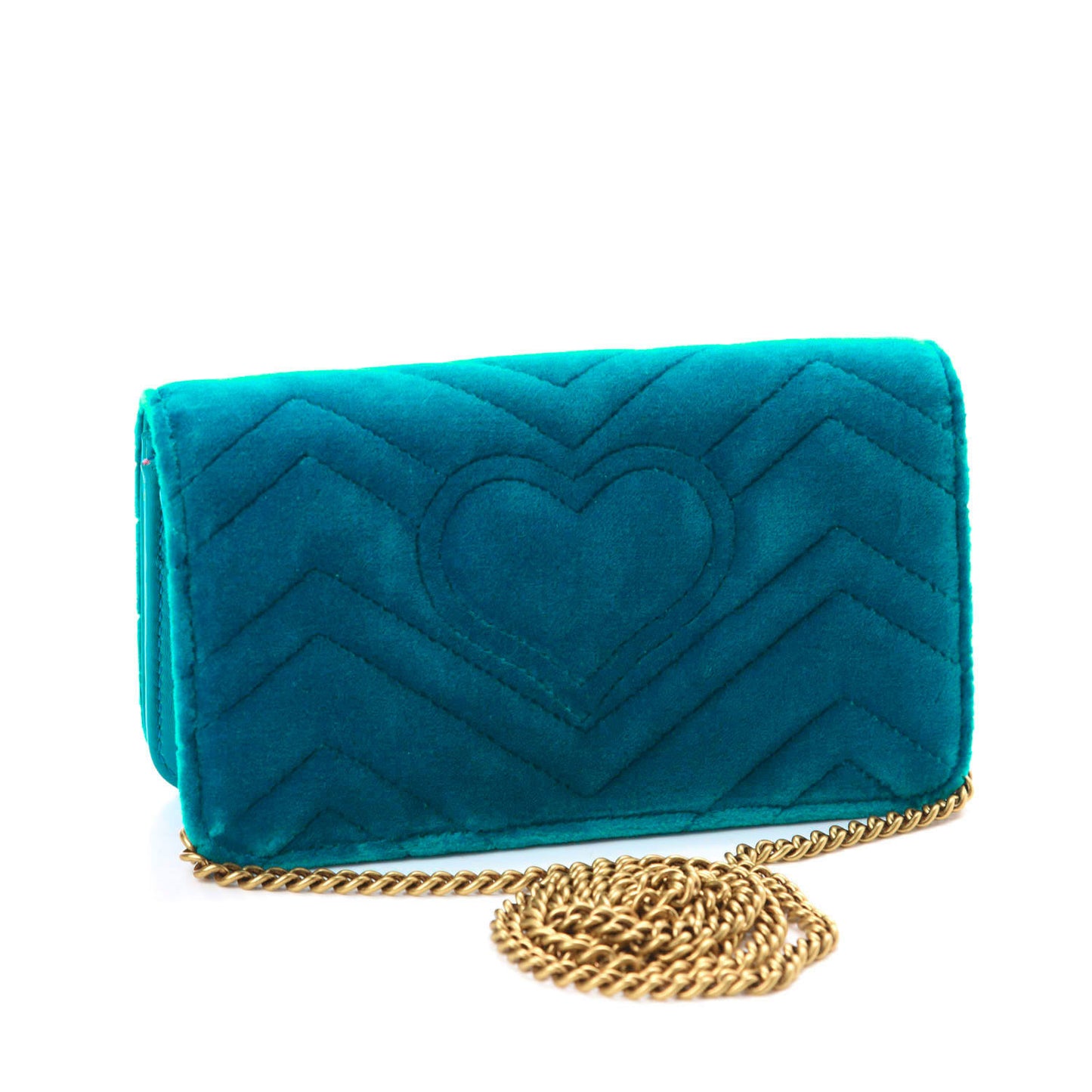 Velvet Matelasse GG Marmont Mini Bag Pavone Cyan