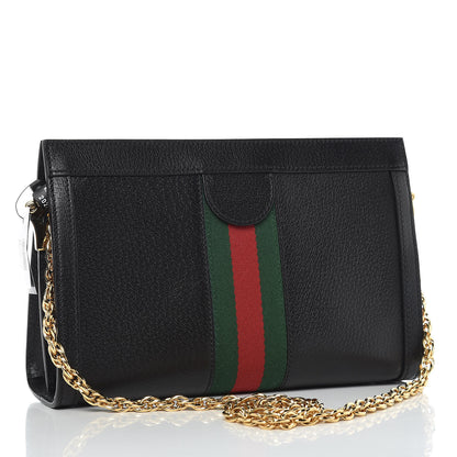 Gucci Calfskin GG Web Small Ophidia Chain Shoulder Bag Black 3 of 9