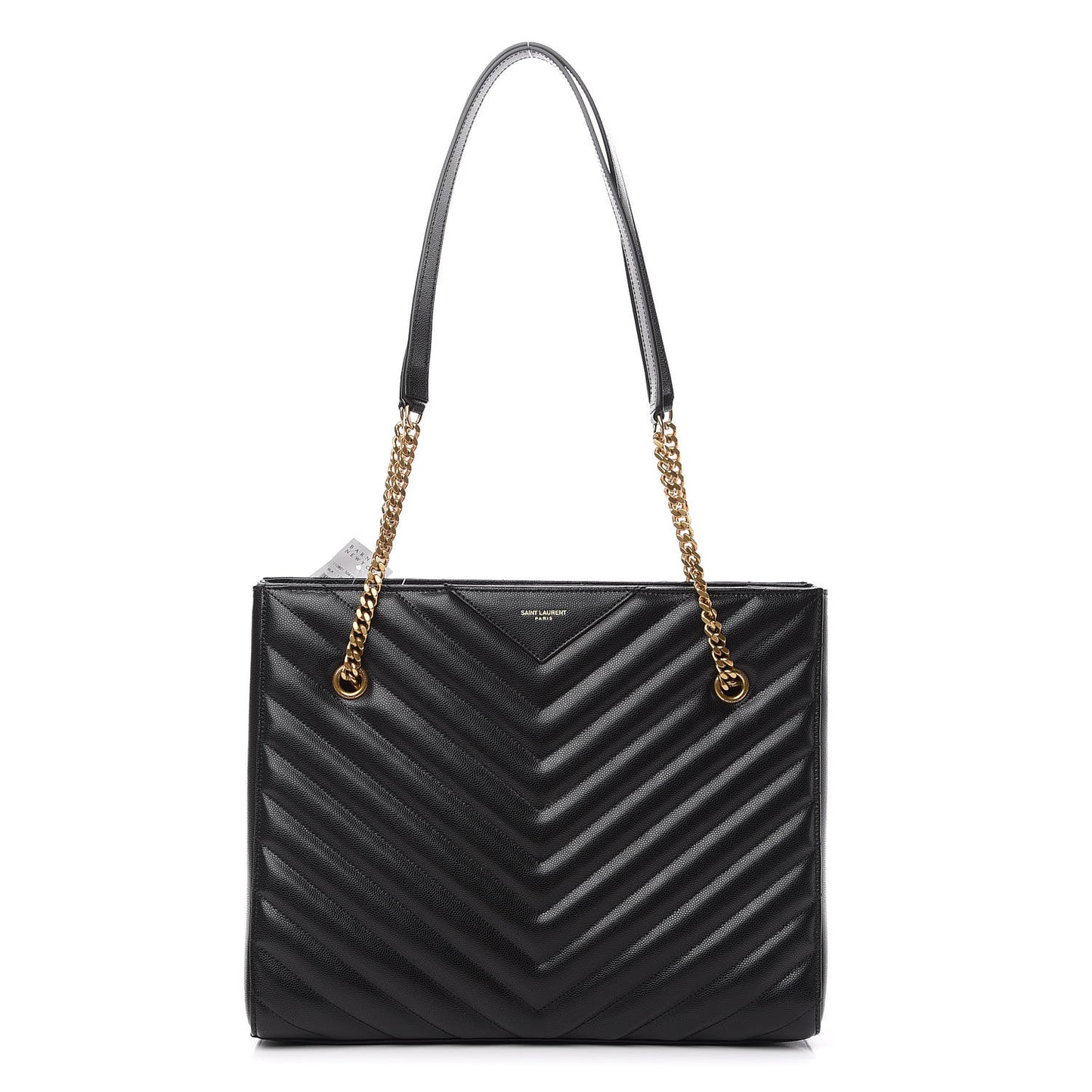 Grain De Poudre Matelasse Chevron Medium Tribeca Shopping Bag Black