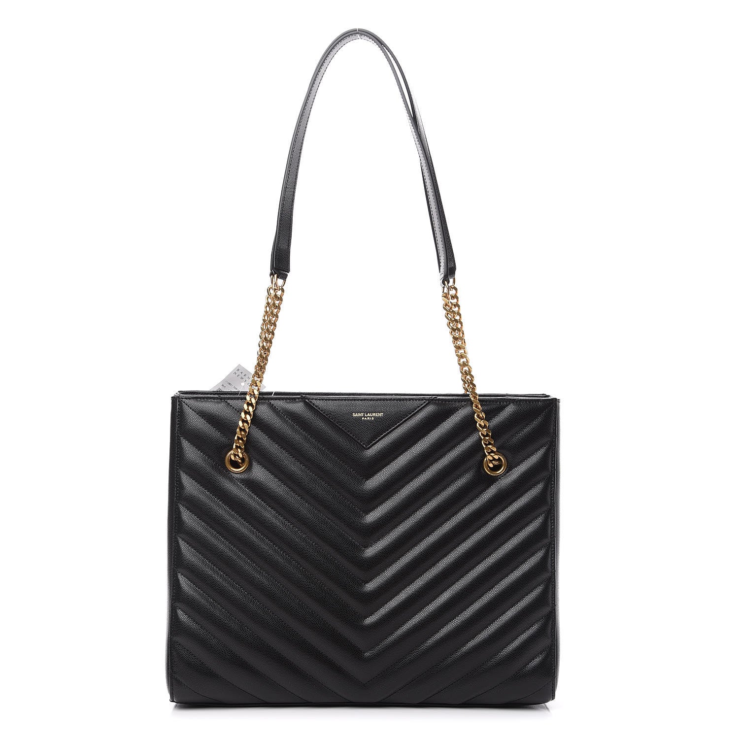 Saint Laurent Grain De Poudre Matelasse Chevron Medium Tribeca Shopping Bag Black 1 of 9