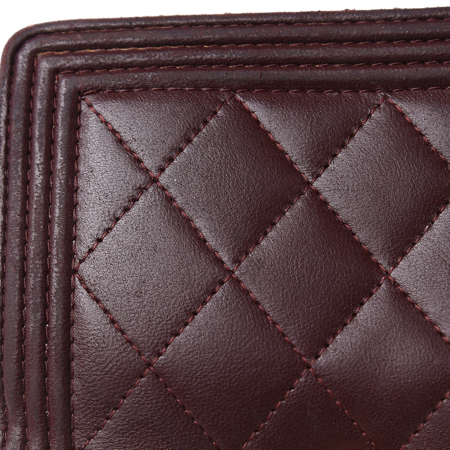 Lambskin Quilted Boy Zipped Pocket Wallet Burgundy