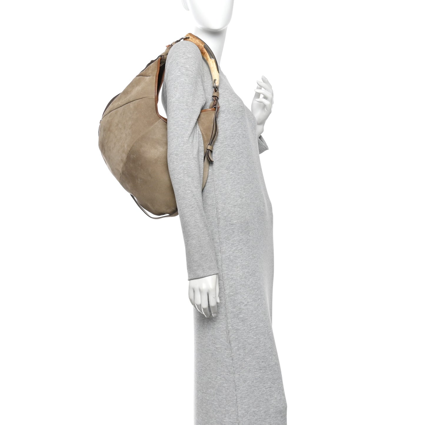 Suede Buffalo Horn Mombasa Hobo Beige