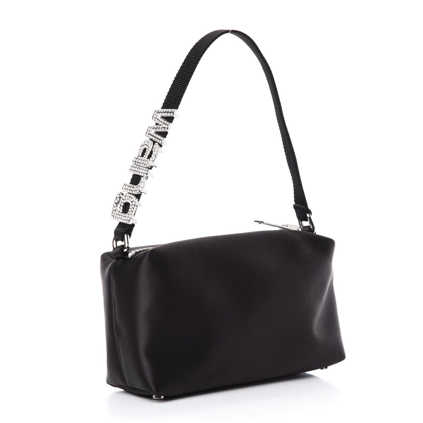 Satin Crystal Heiress Pouch Black
