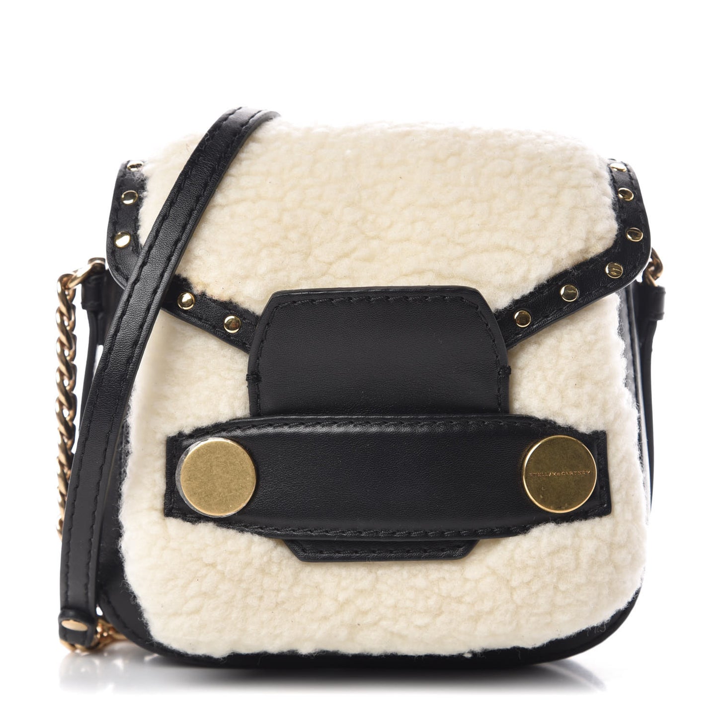 Eco Alter Nappa Eco Shearling Popper Shoulder Bag Natural