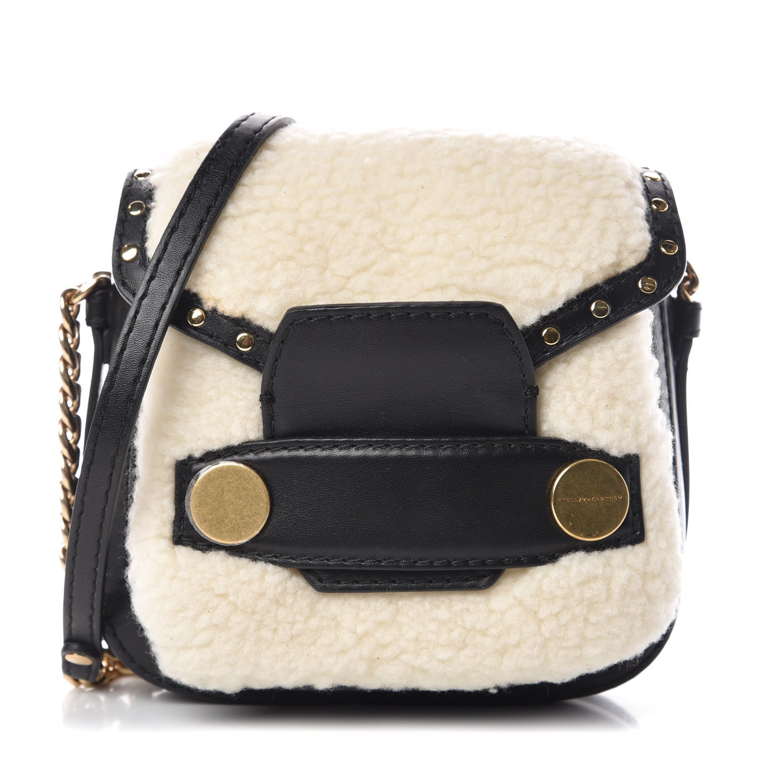 Stella McCartney Eco Alter Nappa Eco Shearling Popper Shoulder Bag Natural 1 of 11