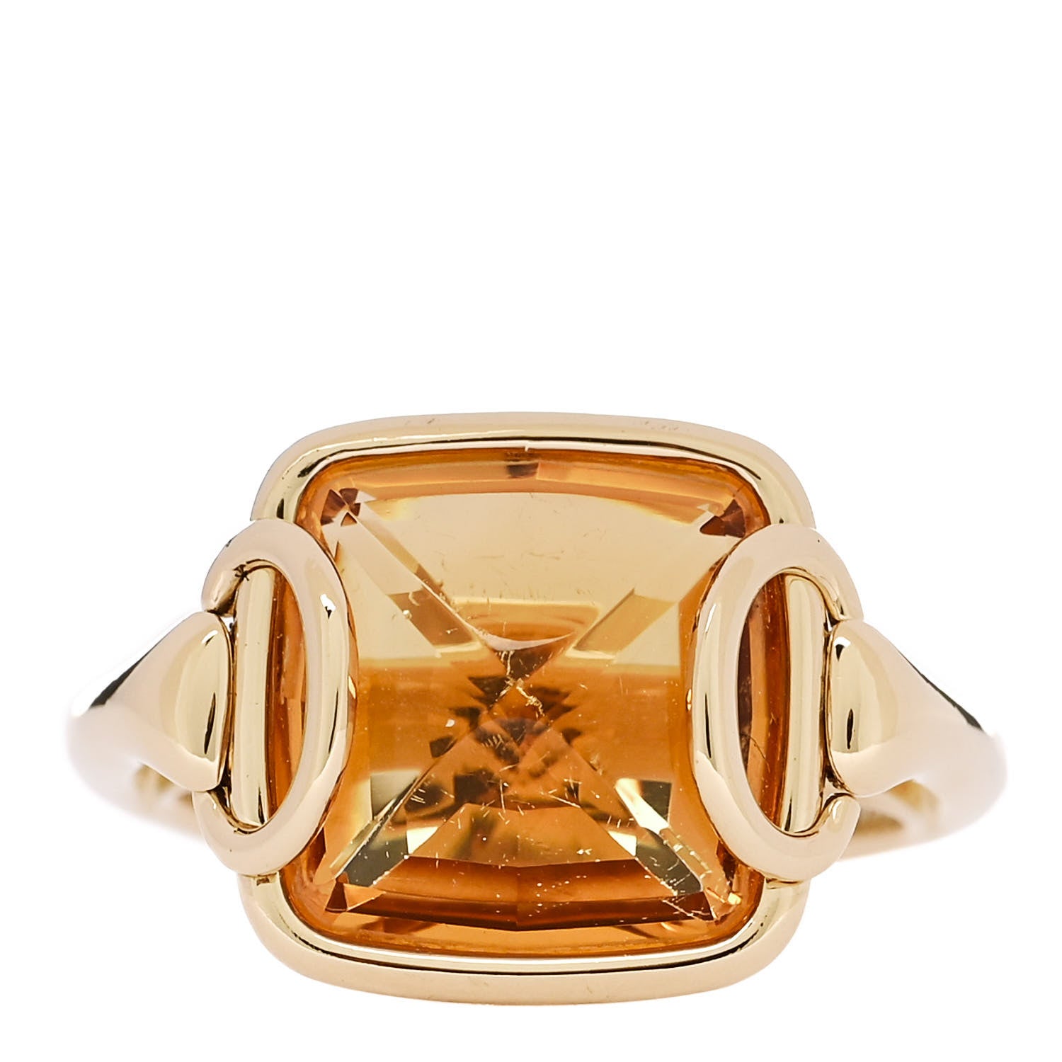 Hermes 18K Yellow Gold Citrine Nausicaa Ring 53 6.5 1 of 8