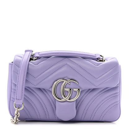Gucci Lambskin Matelasse Small GG Marmont Shoulder Bag Lapis 1 of 9