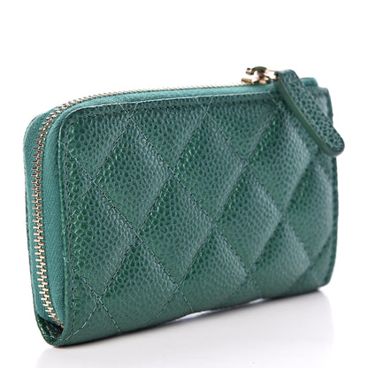 Chanel Metallic Caviar Quilted Key Holder Case Green 3 of 8