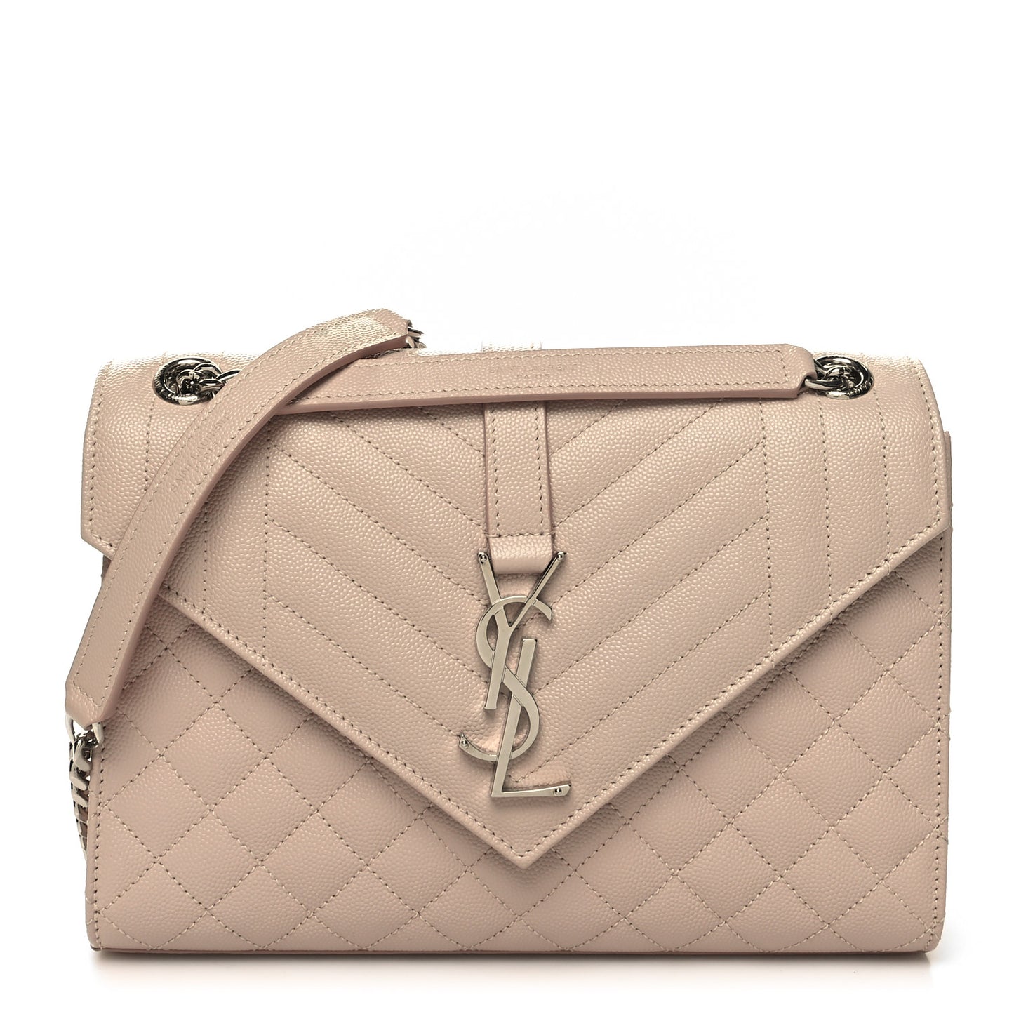 Grain De Poudre Textured Mixed Matelasse Medium Triquilt Monogram Satchel Marble Pink