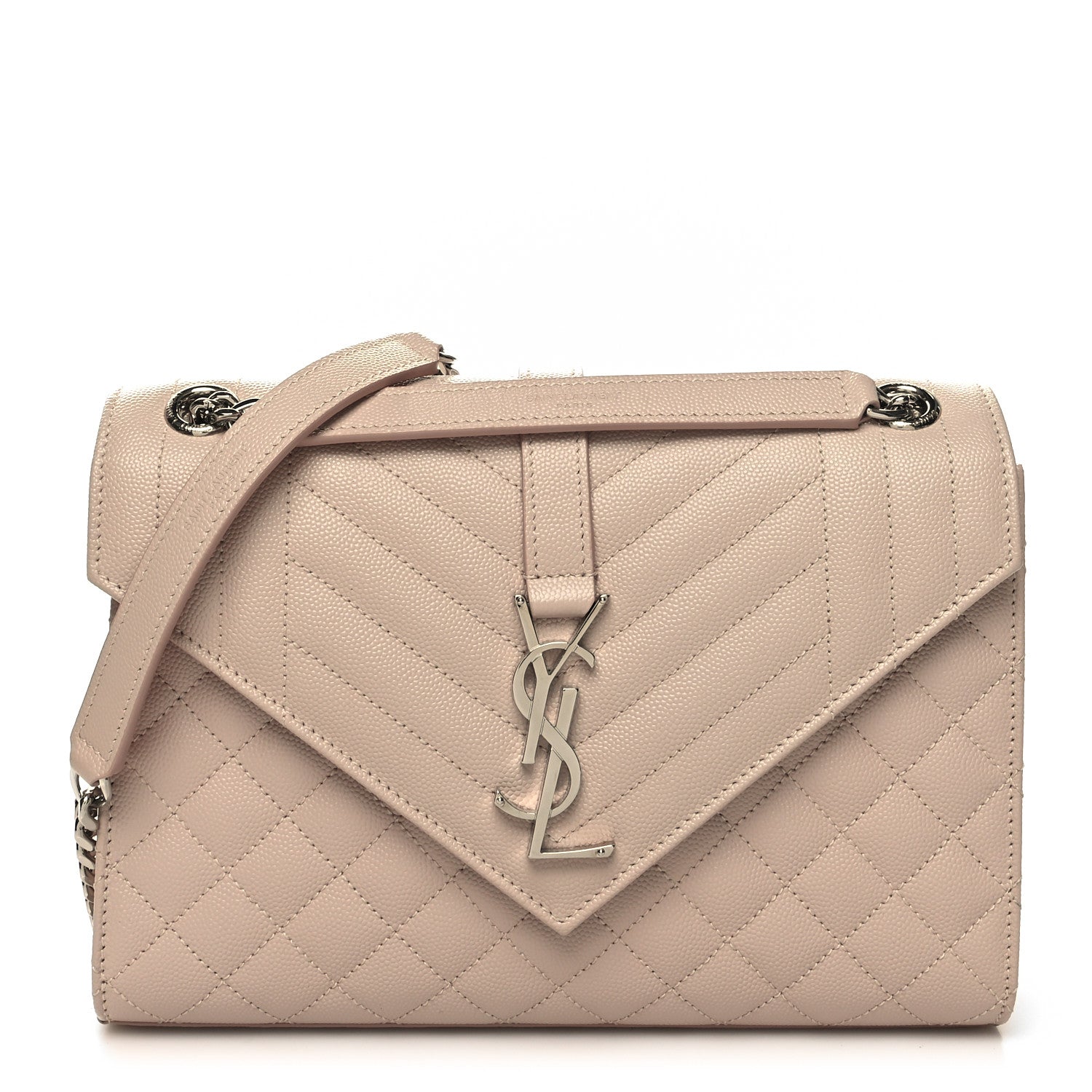 Saint Laurent Grain De Poudre Textured Mixed Matelasse Medium Triquilt Monogram Satchel Marble Pink 1 of 9