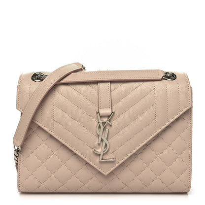 Saint Laurent Grain De Poudre Textured Mixed Matelasse Medium Triquilt Monogram Satchel Marble Pink 1 of 9