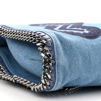 Stella McCartney Eco Denim Embroidered Zigarette Falabella Fold Over Tote Blue 9 of 11