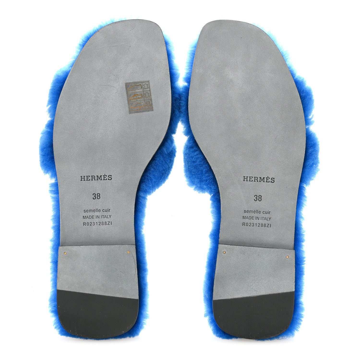 Hermes Woolskin Oran Sandals 38 Blue 6 of 9