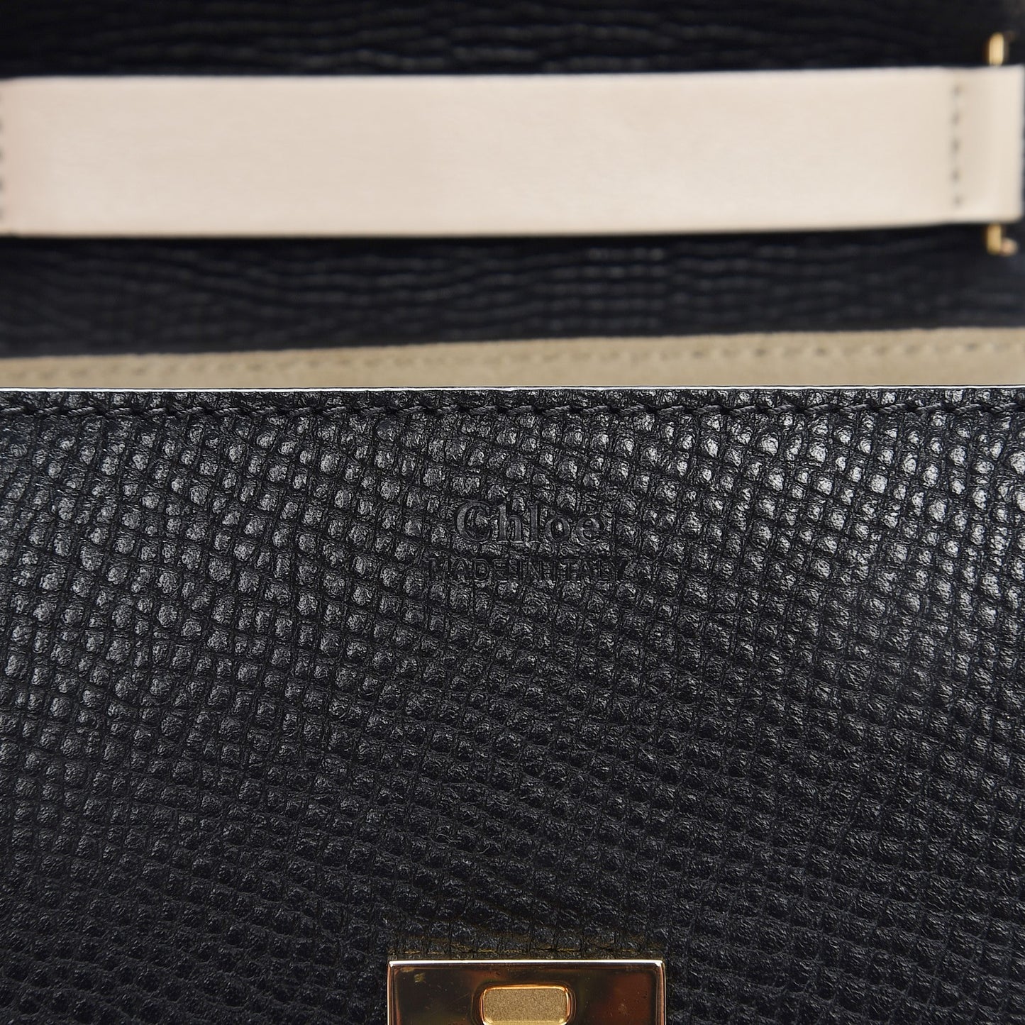 Grained Calfskin Lambskin Mini Bi-Color Drew Shoulder Bag Black Powder Beige