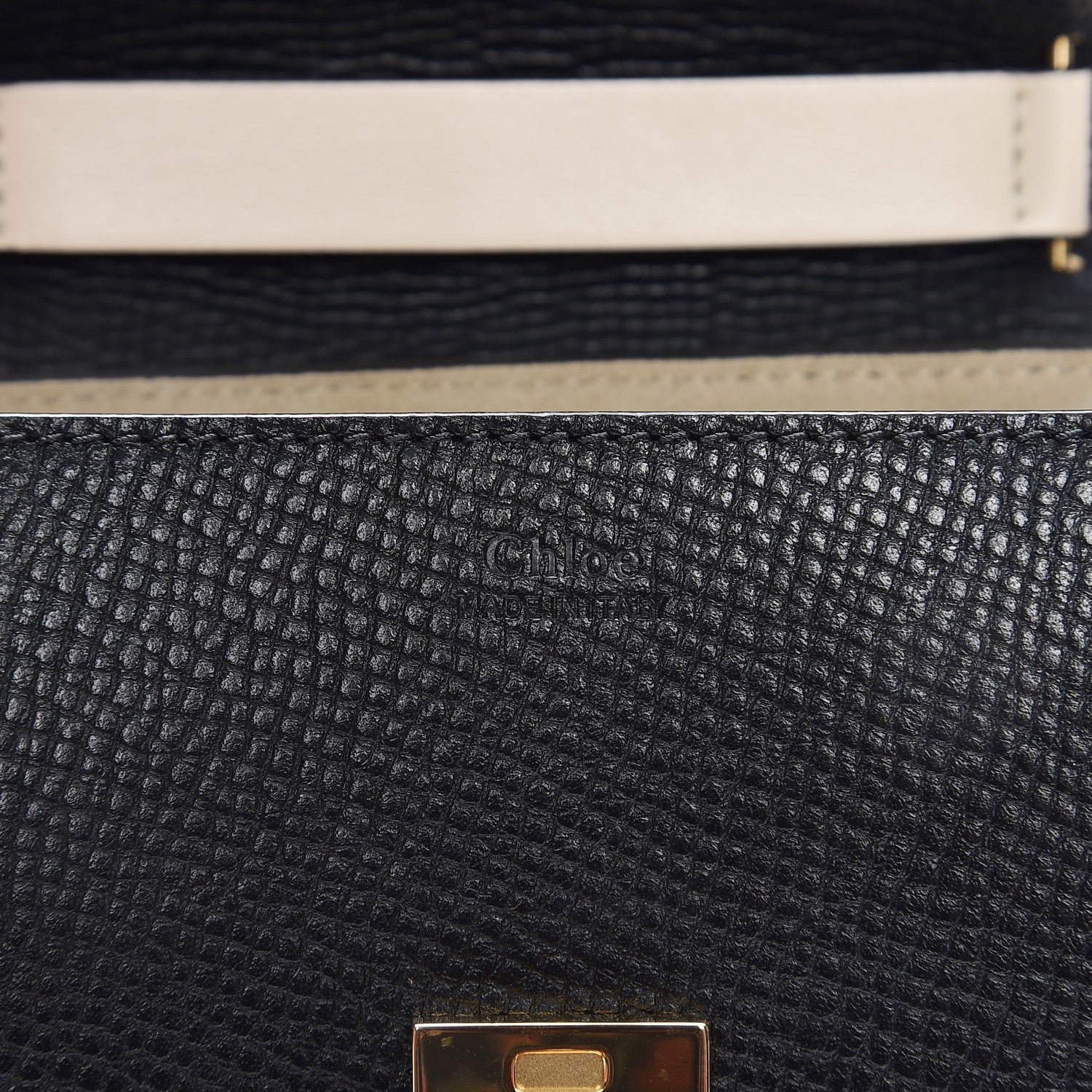 Chloe Grained Calfskin Lambskin Mini Bi-Color Drew Shoulder Bag Black Powder Beige 6 of 6