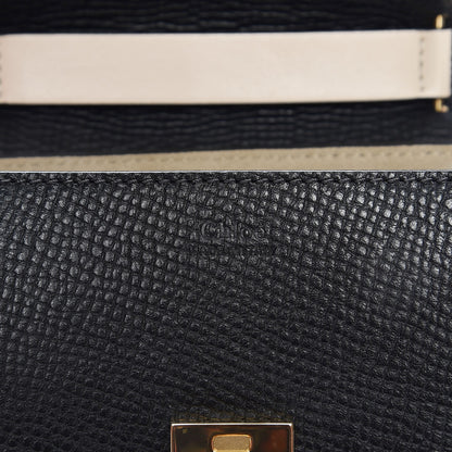 Chloe Grained Calfskin Lambskin Mini Bi-Color Drew Shoulder Bag Black Powder Beige 6 of 6