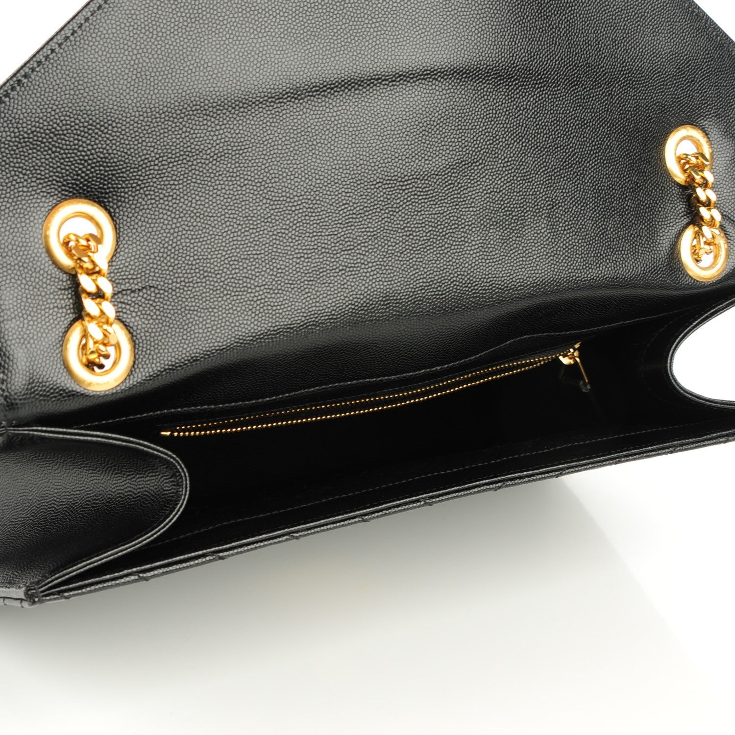 Saint Laurent Grain De Poudre Matelasse Chevron Large Monogram Satchel Black 5 of 8