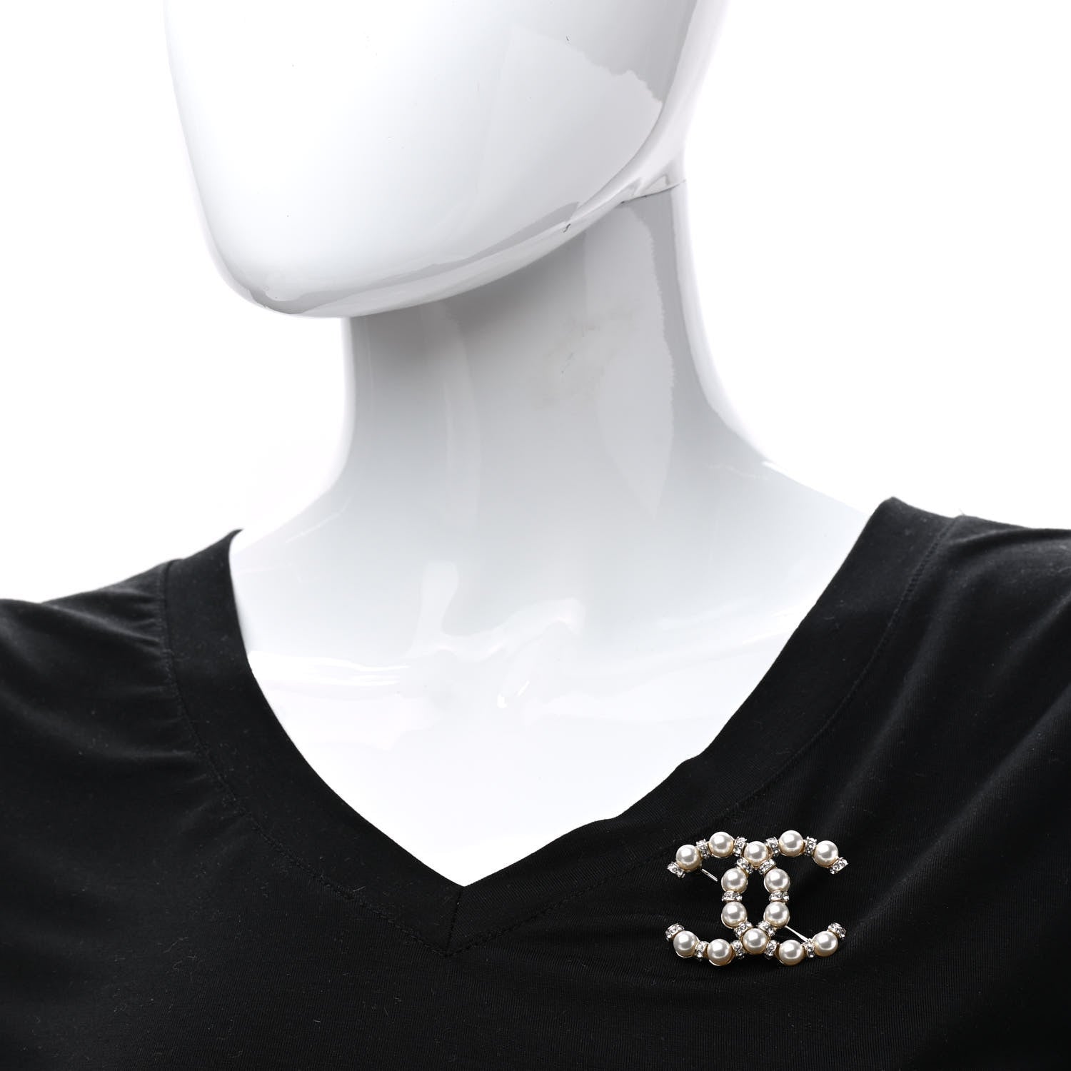 Chanel Pearl Crystal Nefertiti CC Brooch Gold 2 of 5