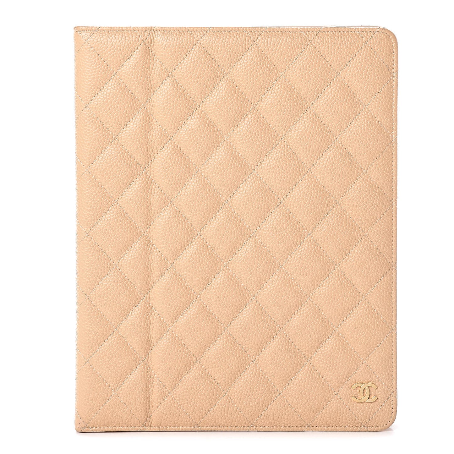 Caviar Quilted iPad Case Light Beige