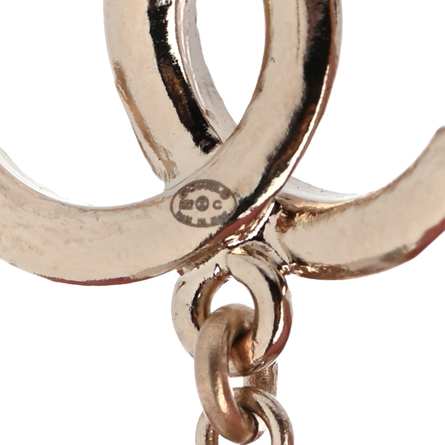 Pearl CC Heart Drop Earrings Gold