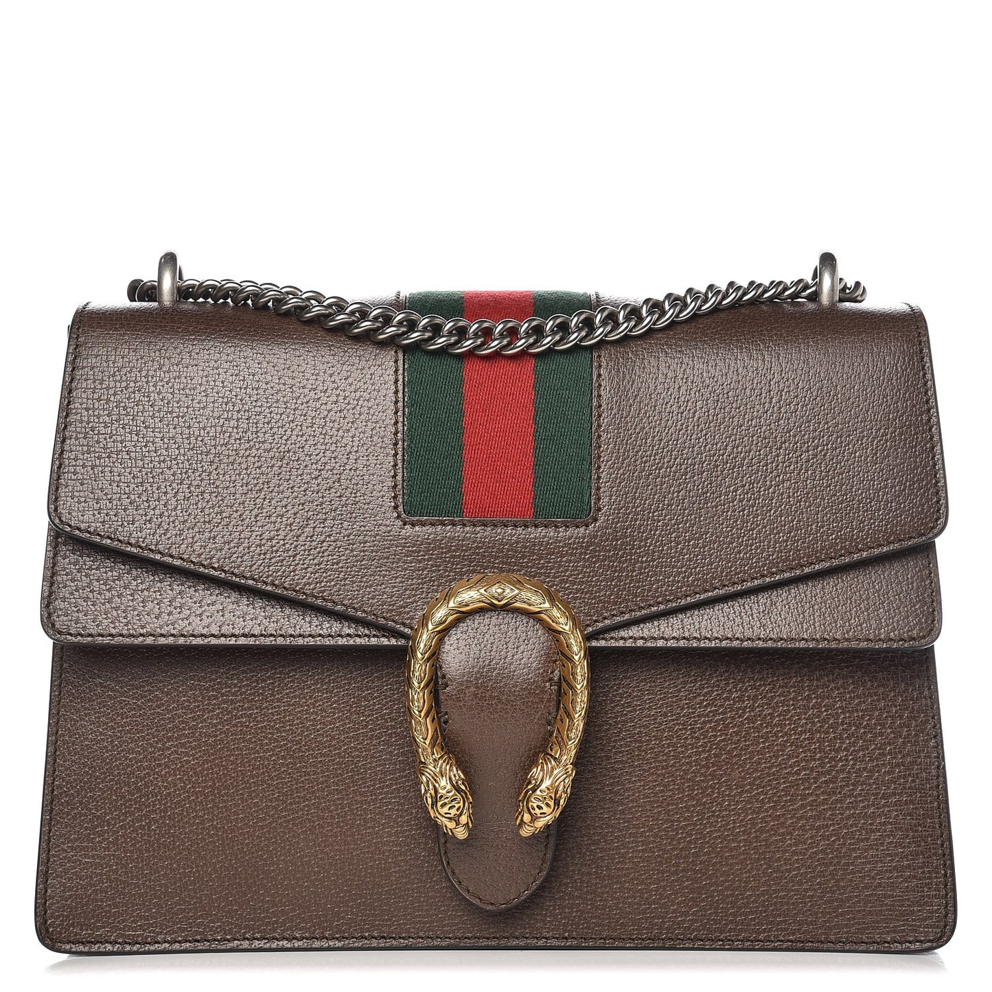 Textured Calfskin Web Medium Dionysus Shoulder Bag New Acero
