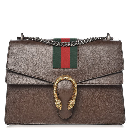 Gucci Textured Calfskin Web Medium Dionysus Shoulder Bag New Acero 1 of 6