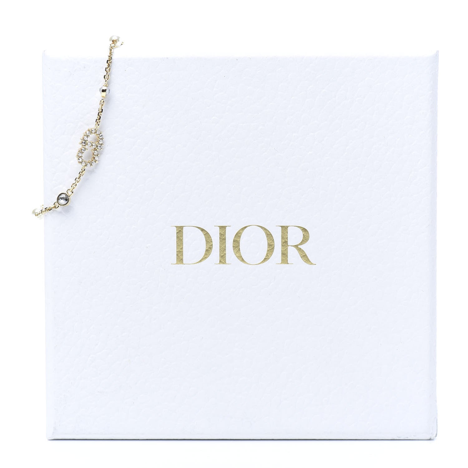 Christian Dior Metal Crystal Pearl CD Bracelet Gold 4 of 4