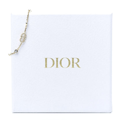 Christian Dior Metal Crystal Pearl CD Bracelet Gold 4 of 4